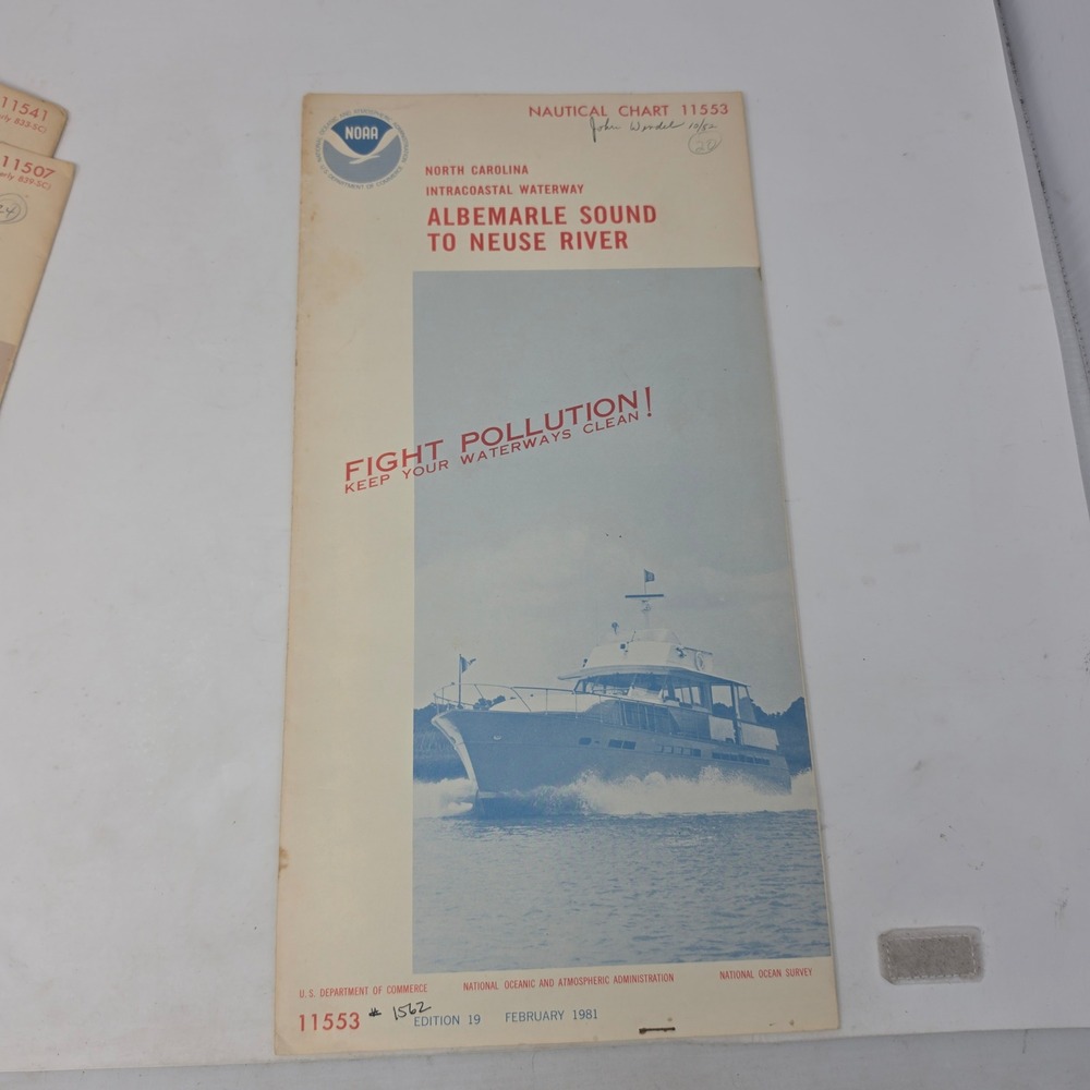 Vintage 1981 NOAA Nautical Chart11553 North Carolina Albemarle Sound Neuse River